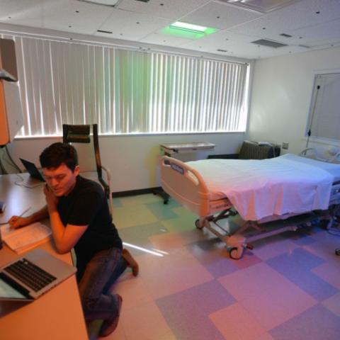 Hospital room set up with spectral control lighting for optimal healthcare